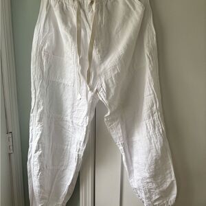 Zara White Linen Cargo Pants